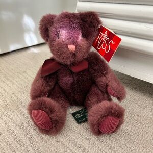 Russ Maroon Plush Bear with Ribbon